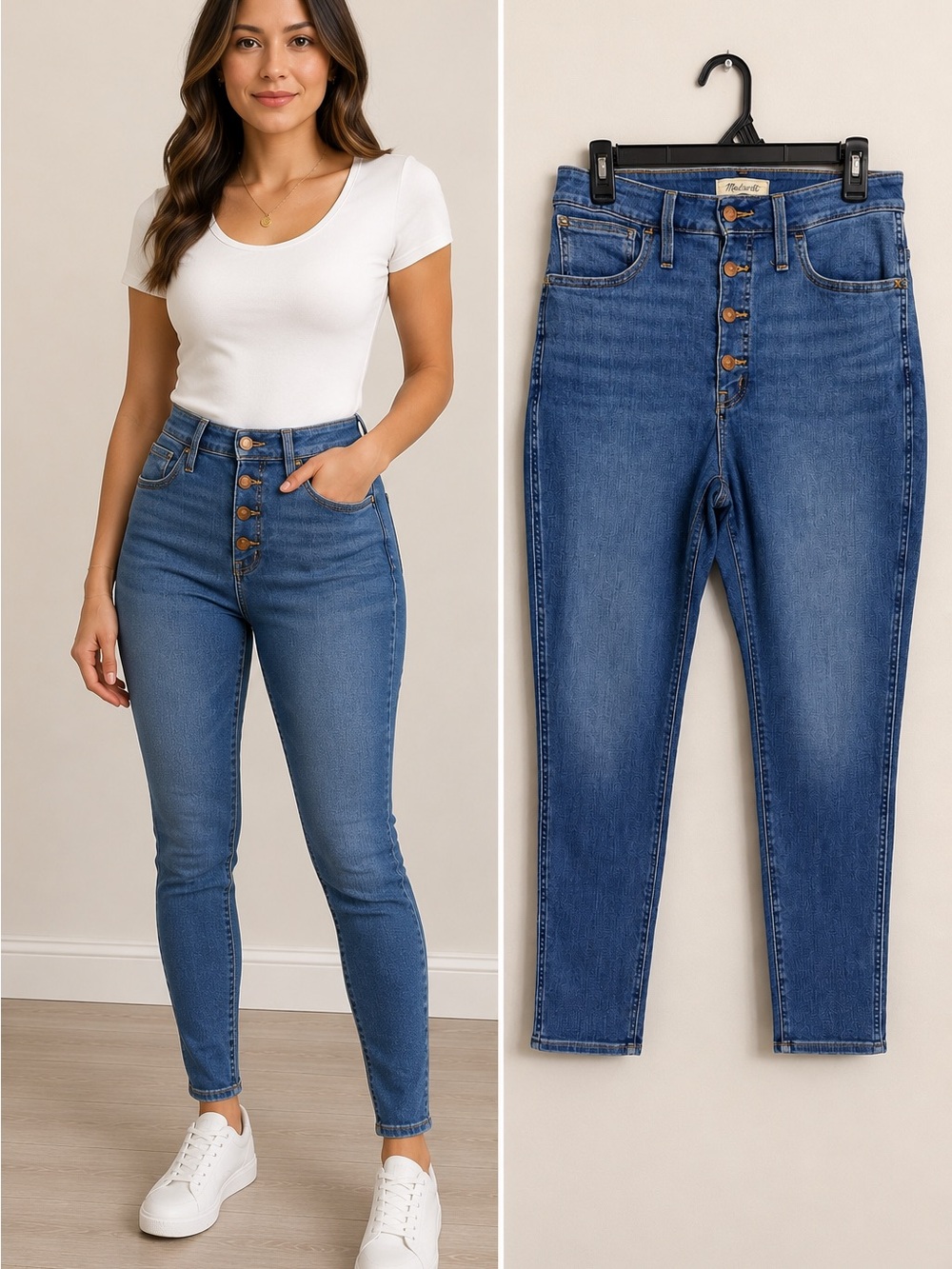 Madewell Curvy Roadtripper Skinny Jeans Women’s Size 30 Medium Wash Button Fly